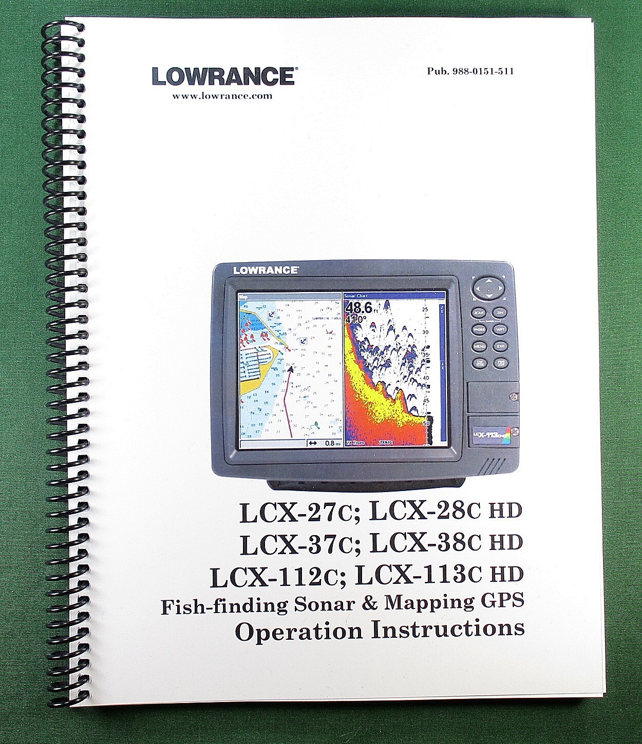 Lowrance LCX-112C Instruction Manual: Full Color 232 Pages & Protective Covers